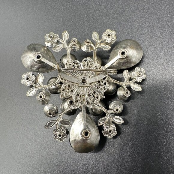 Vintage Brooch Pin Black Aurora Borealis Rhinestones Triangle Statement READ - Picture 3 of 12